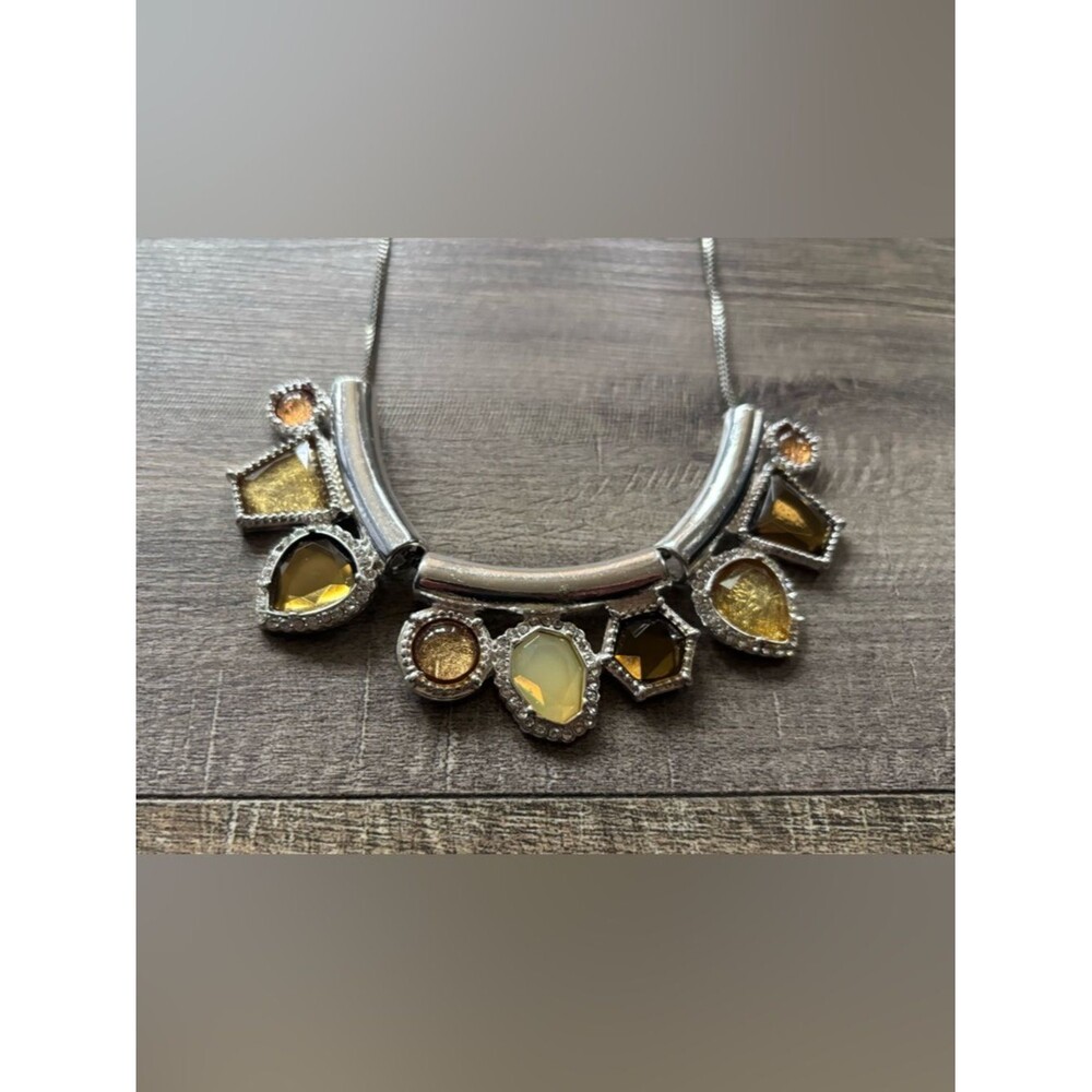 Fashion jewelry multi color chunky faux gemstone, metal, rhinestone bib necklace